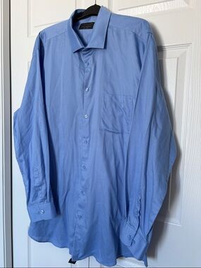 Blue Long-Sleeve Dress Shirt with Point Collar size 18 1/2 37/38